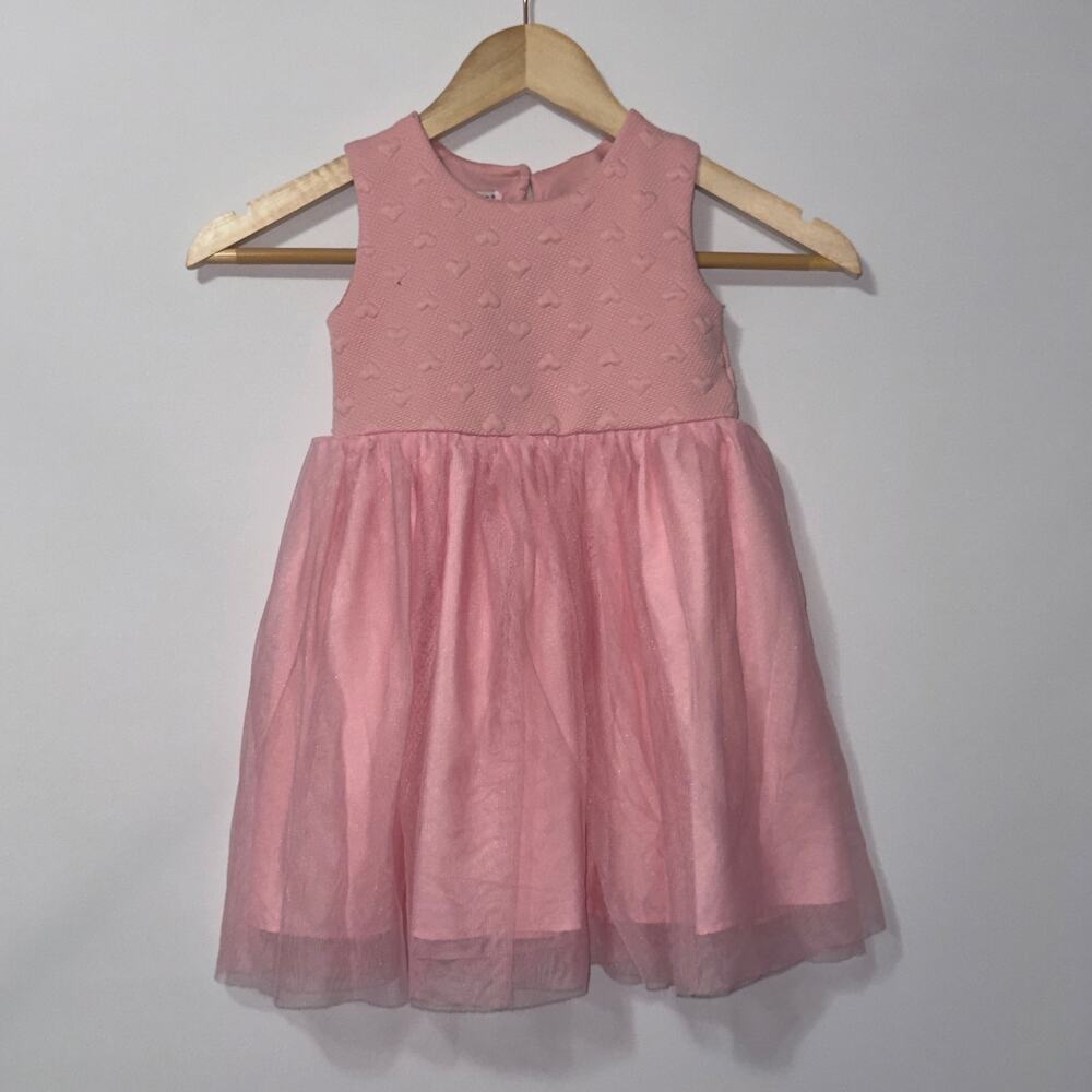 Katie M. Pink Heart Embossed Bodice Tulle Party Dress Girls Size 4